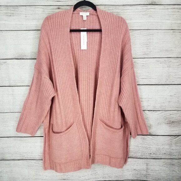 +NEW TOPSHOP M 8-10 Open front Cardigan Sweater Soft ribbed knit NWT $68 - Picture 1 of 7